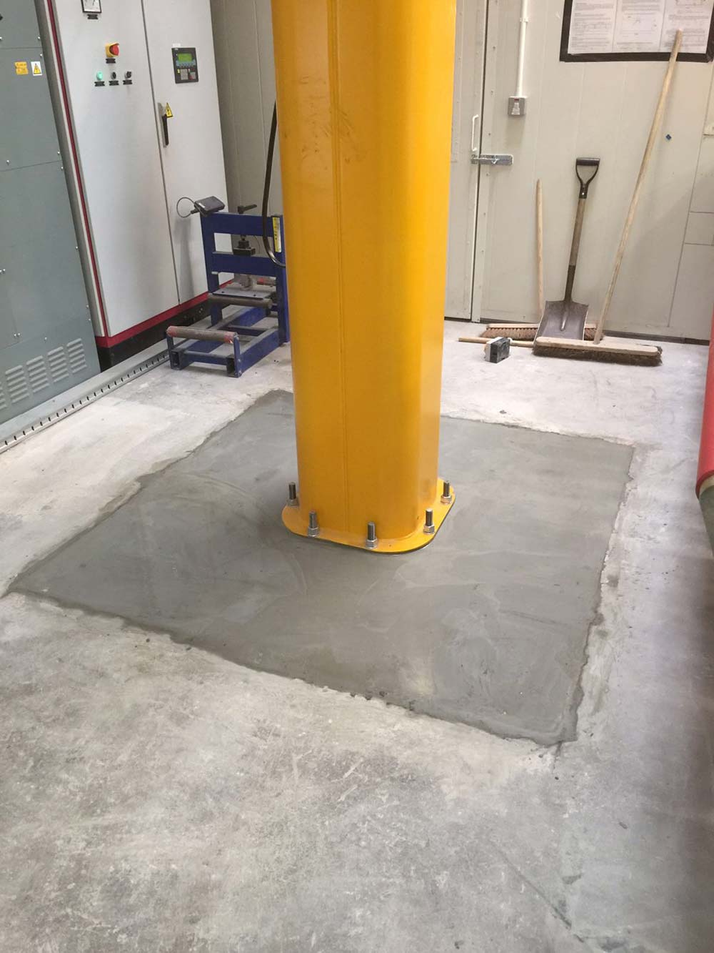 concrete pad installation concrete repair reinforcement strengthening yellow client