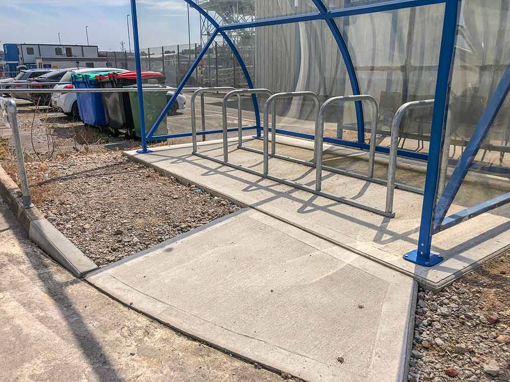 cycle shelter concrete bikes base