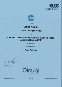 paul ashton a&a concrete certificate level 2 nvq diploma