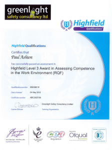 training qualification paul ashton certificate awards achievements